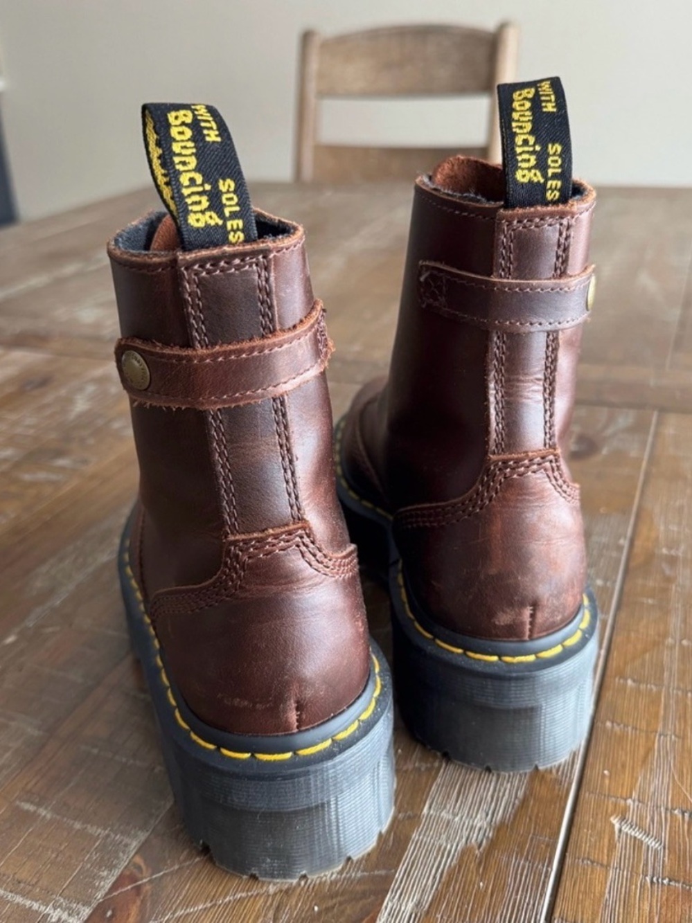 Dr. Martens Brown Leather Front-Zip Platform Ankle Boots - Picture 4 of 5